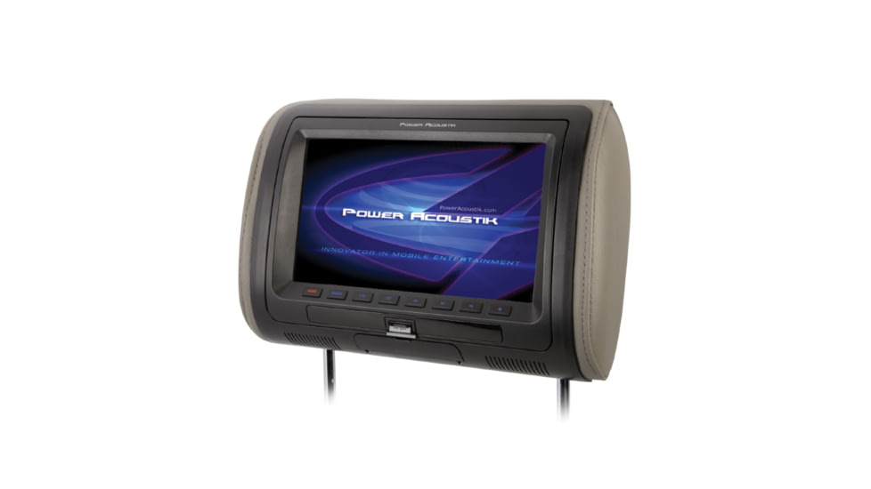 Power Acoustik 7- inch LCD Universal Headrest Monitor with DVD, IR &amp; FM Transmitters &amp; 3 Interchangeable Skins, Black, 7, HDVD-71CC