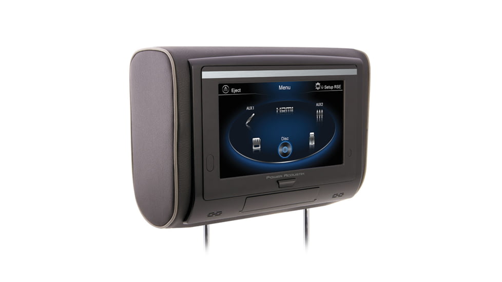 Power Acoustik 9- inch LCD Universal Headrest with IR &amp; FM Transmitters &amp; 3 Interchangeable Skins - DVD Player, Black, 9, HDVD-94