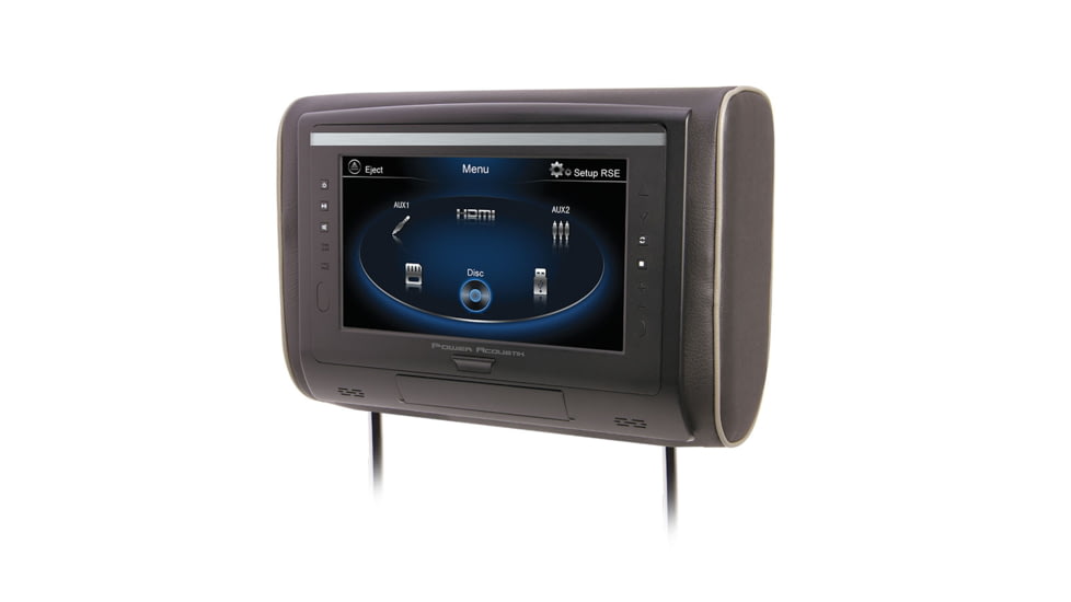 Power Acoustik 9- inch LCD Universal Headrest with IR &amp; FM Transmitters &amp; 3 Interchangeable Skins - Monitor only, Black, 9, H-94