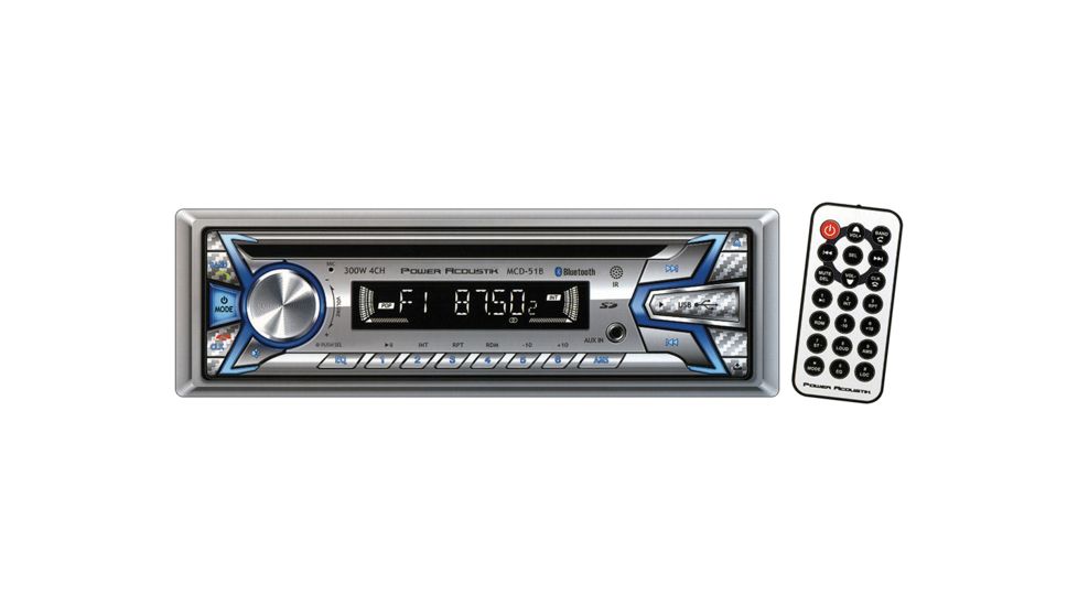 Power Acoustik Cd/Mp3 Receiver AM/FM USB Aux Bluetooth, Silver MCD51B