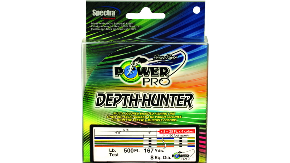 Power Pro Depth-Hunter Braided Fishing Line Metered 15lb 500Ft 167yd Multi-Colored, 21100150167J