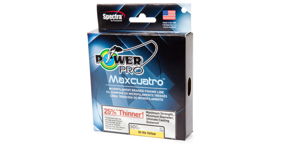 Power Pro MaxCuatro Spectra HT Braided Fishing Line 65lb 3000yd Hi-Vis Yellow, 33400653000Y