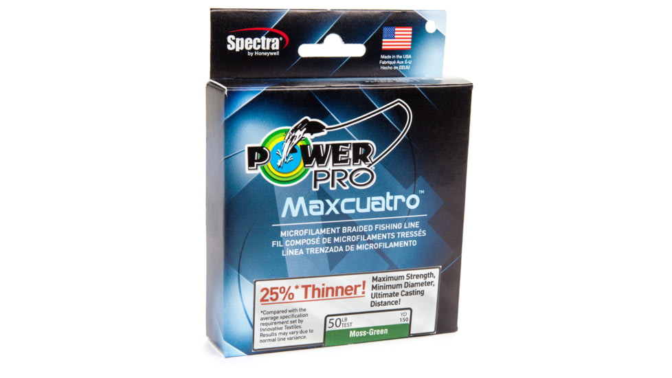 Power Pro MaxCuatro Spectra HT Braided Fishing Line 65lb 3000yd Moss Green, 33400653000E