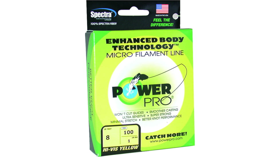 Power Pro Spectra Braided Fishing Line 8lb 100yd Hi-Vis Yellow, 21100080100Y