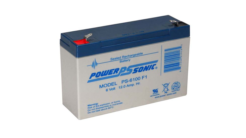 Power Sonic 6 Volt 12Ah Sealed Lead Acid Battery w/ F1 Terminal, Blue/Gray PS6100F1