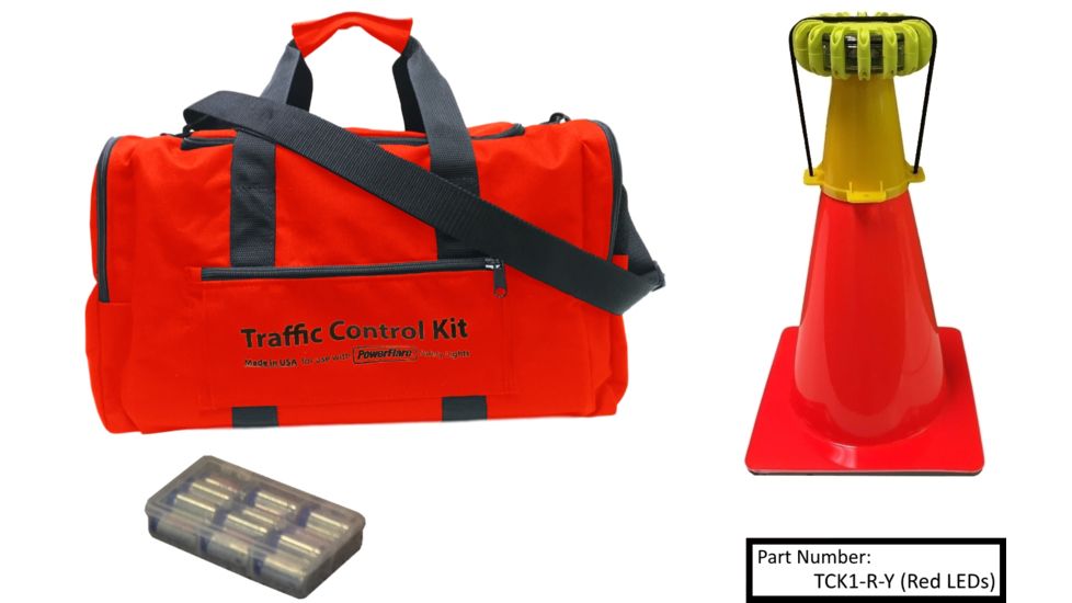 Powerflare 1-Position PowerFlare Traffic Control Kit, Red/Blue LEDs, Tan Shell TCK1-RB-T