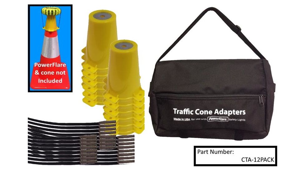 Powerflare 12-Pack Traffic Cone Top Adapters for PowerFlare Lights, Yellow CTA-12PACK