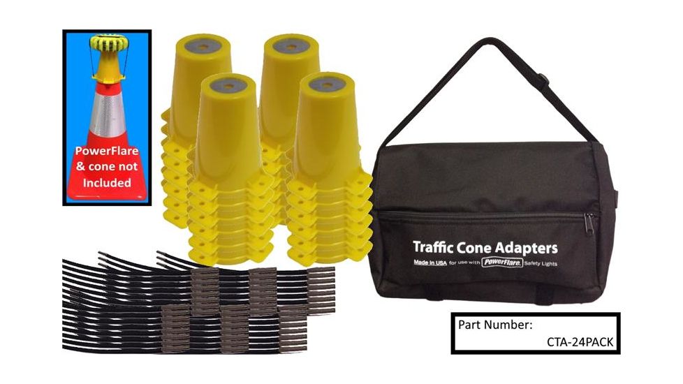 Powerflare 24-Pack Traffic Cone Top Adapters for PowerFlare Lights, Yellow CTA-24PACK