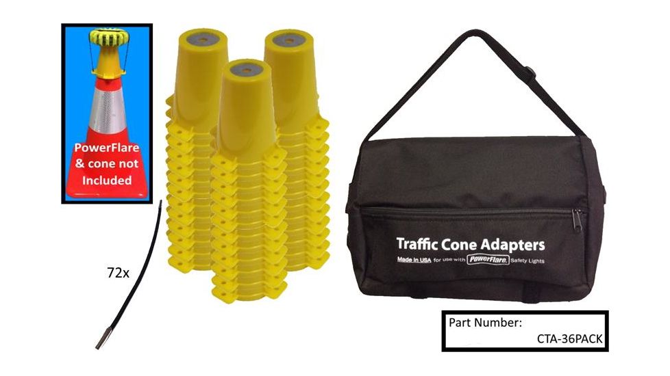 Powerflare 36-Pack Traffic Cone Top Adapters for PowerFlare Lights, Yellow CTA-36PACK