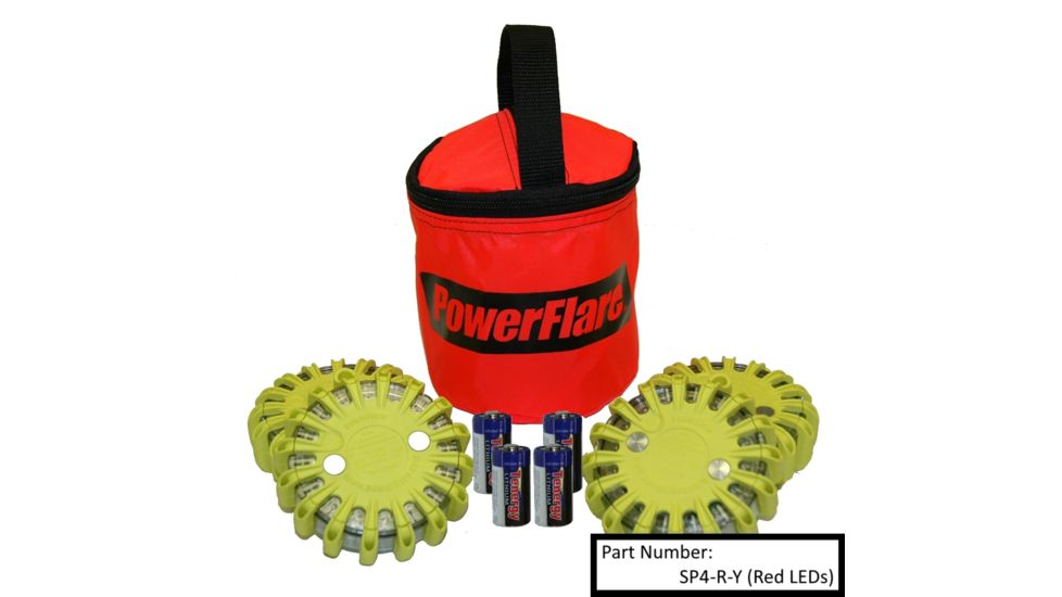 Powerflare 4-Pack PowerFlare Soft Pack, Red/Blue LEDs, Yellow Shell SP4-RB-Y