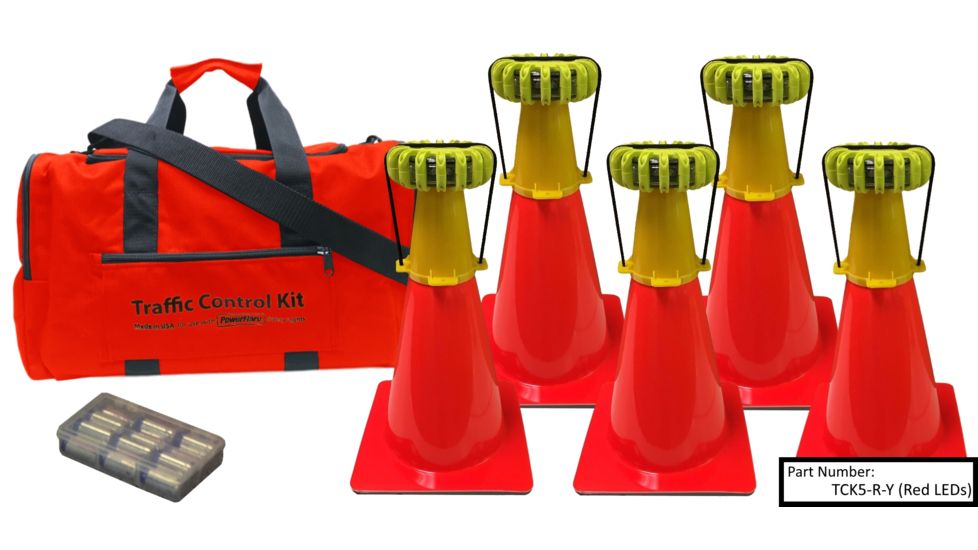 Powerflare 5-Position PowerFlare Traffic Control Kit, Red/Blue LEDs, Tan Shell TCK5-RB-T