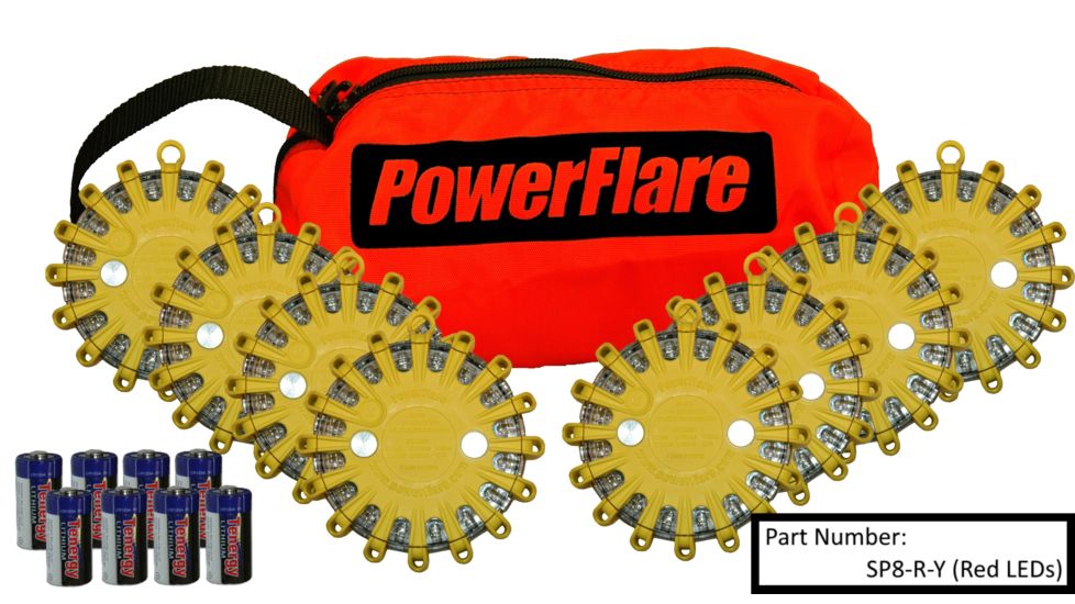 Powerflare 8-Pack PowerFlare Soft Pack, Red/Blue LEDs, Yellow Shell SP8-RB-Y