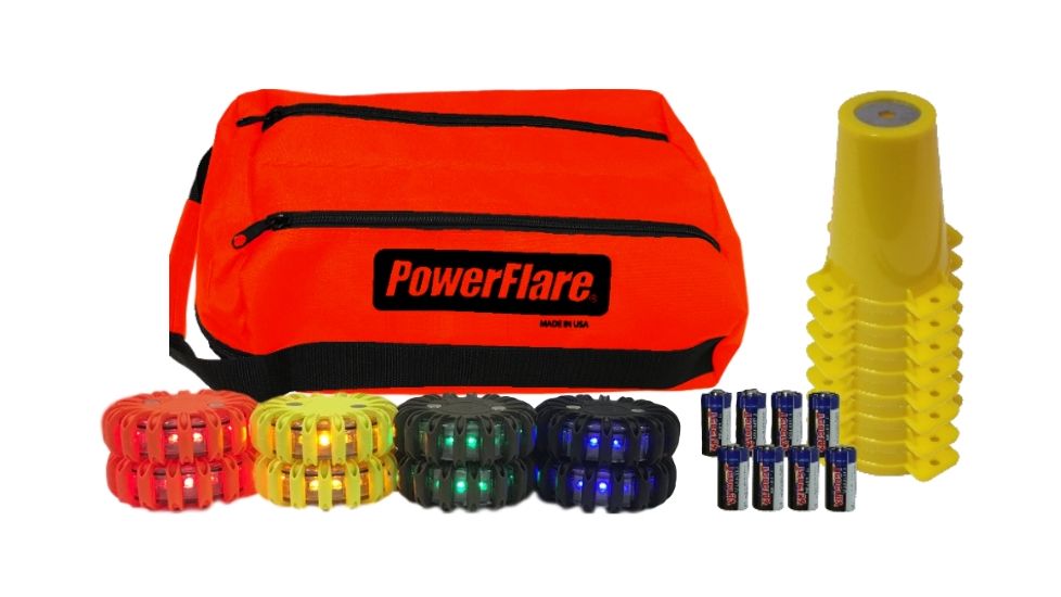 Powerflare 8-Position Cone Adapter Kit with 8-Pack Soft Pack of PowerFlare Lights, Assorted CKT-SP8-TL