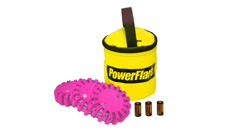 Powerflare PF-200 Softpack,  3 Safety Lights,Infrared LED,Yellow Bag,3 Batteries, Hot Pink Shell SP3Y-I-HP