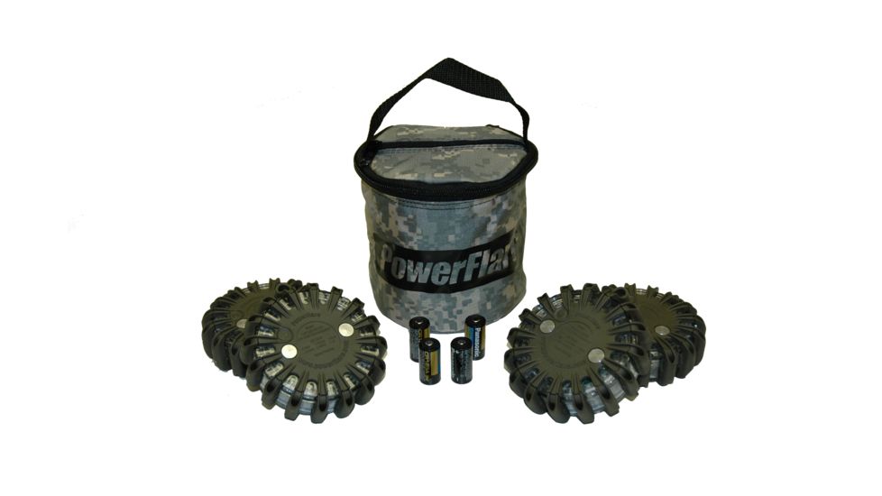 Powerflare PF-200 Softpack,  4 Safety Lights,Amber LED,ACU Bag,6 Batteries, Olive Drab Shell SP6ACU-A-OD