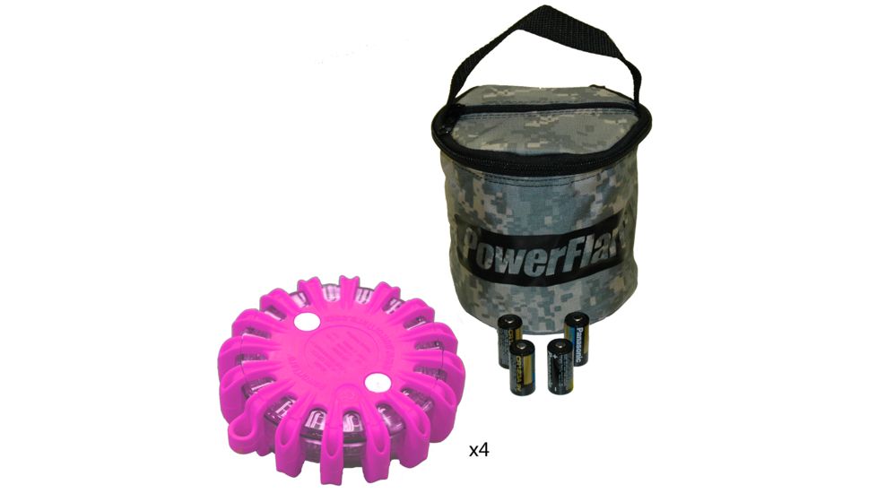 Powerflare PF-200 Softpack,  4 Safety Lights,Amber LED,ACU Bag,6 Batteries, Hot Pink Shell SP6ACU-A-HP
