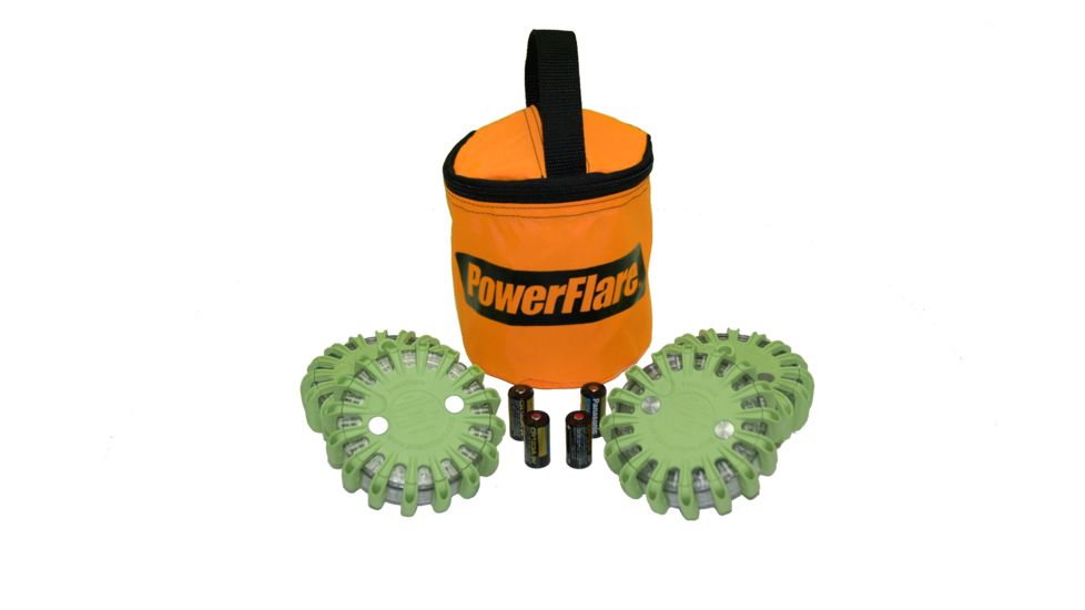 Powerflare PF-200 Softpack,  4 Safety Lights,Amber LED,Orange Bag,6 Batteries, Olive Drab Shell SP6O-A-OD