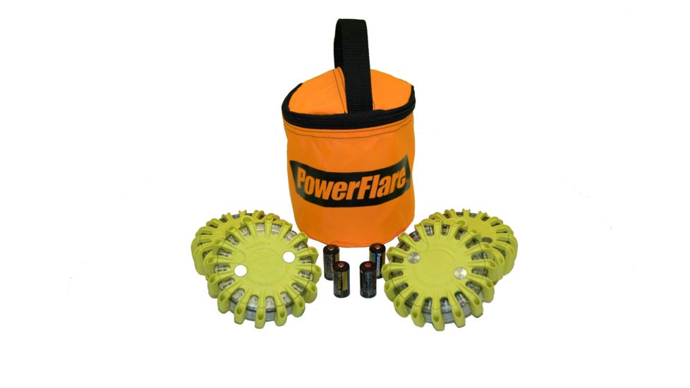 Powerflare PF-200 Softpack,  4 Safety Lights,Amber LED,Orange Bag,6 Batteries, Yellow Shell SP6O-A-Y
