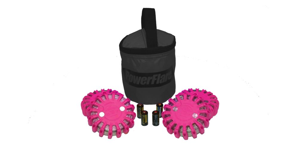 Powerflare PF-200 Softpack,  4 Safety Lights,Amber LED,Black Bag,6 Batteries, Hot Pink Shell SP6BK-A-HP