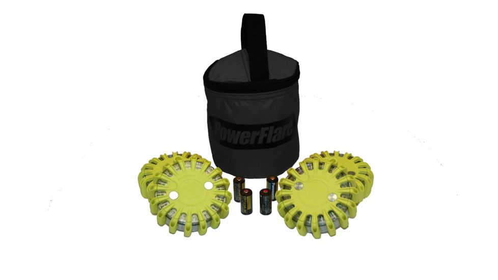 Powerflare PF-200 Softpack,  4 Safety Lights,Amber LED,Black Bag,6 Batteries, Yellow Shell SP6BK-A-Y