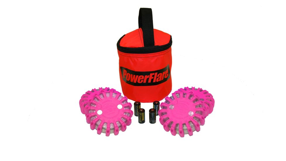 Powerflare PF-200 Softpack,  4 Safety Lights,Amber LED,Red Bag,6 Batteries, Hot Pink Shell SP6R-A-HP