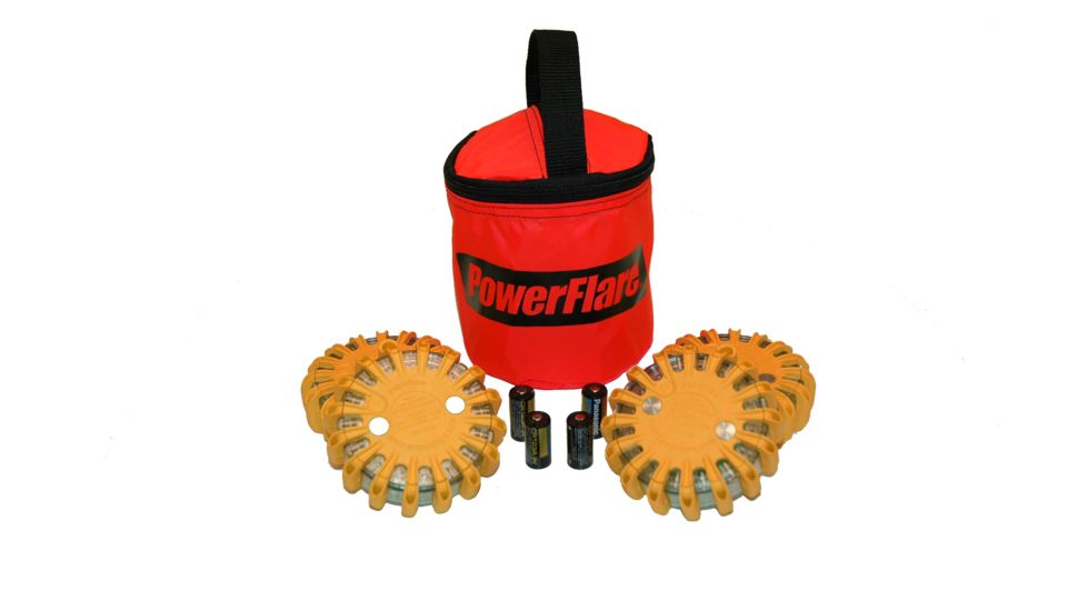 Powerflare PF-200 Softpack,  4 Safety Lights,Amber LED,Red Bag,6 Batteries, Orange Shell SP6R-A-O