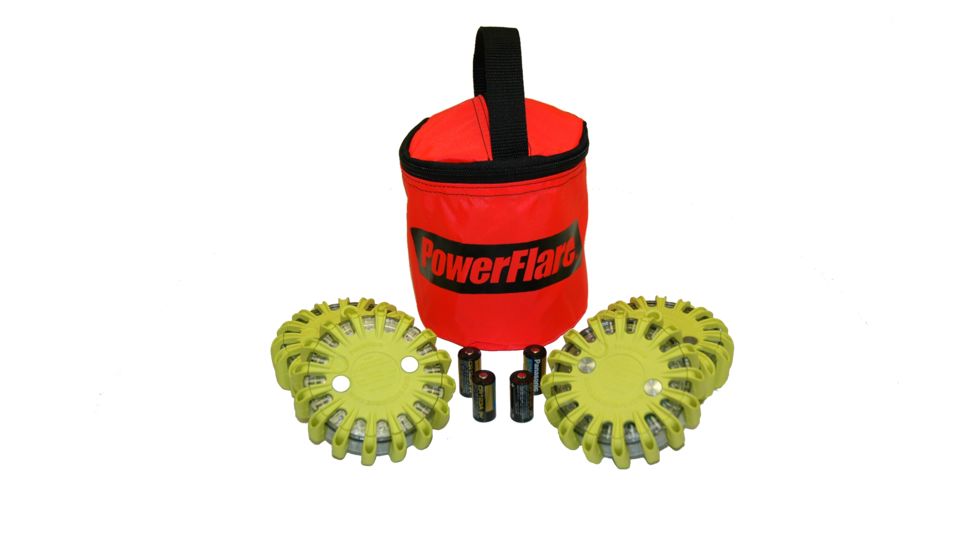 Powerflare PF-200 Softpack,  4 Safety Lights,Amber LED,Red Bag,6 Batteries, Yellow Shell SP6R-A-Y