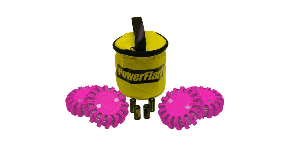 Powerflare PF-200 Softpack,  4 Safety Lights,Amber LED,Yellow Bag,6 Batteries, Hot Pink Shell SP6Y-A-HP