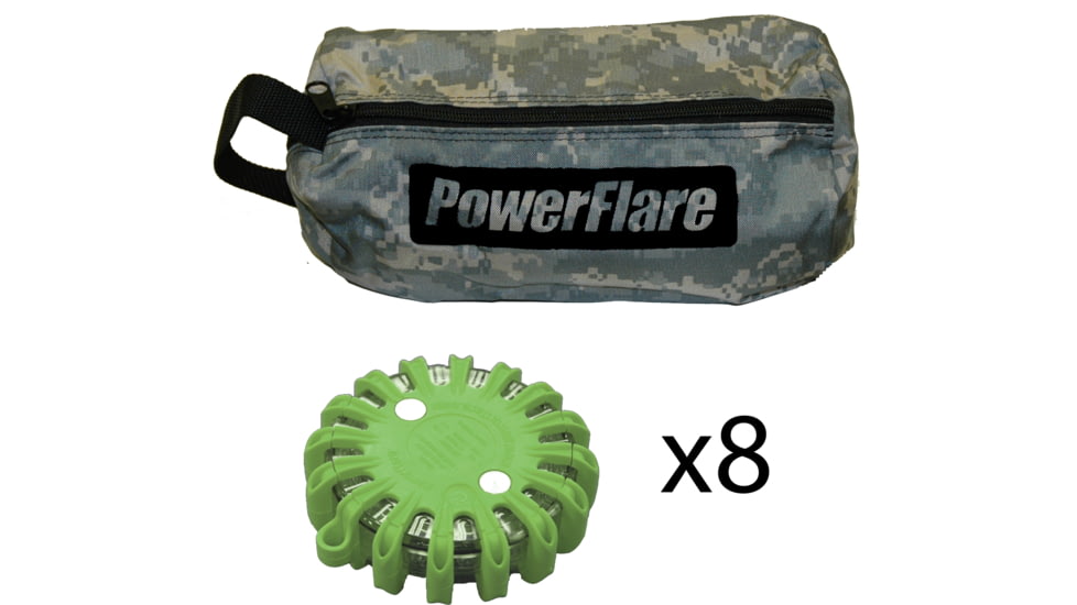 Powerflare PF-200 Softpack,  8 Safety Lights,Amber LED,ACU Bag,8 Batteries, Olive Drab Shell SP8ACU-A-OD
