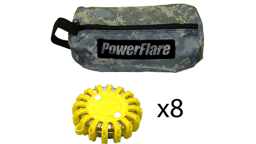 Powerflare PF-200 Softpack,  8 Safety Lights,Amber LED,ACU Bag,8 Batteries, Yellow Shell SP8ACU-A-Y