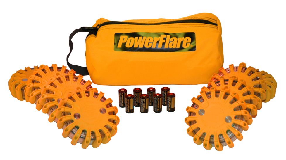 Powerflare PF-200 Softpack,  8 Safety Lights,Amber LED,Orange Bag,8 Batteries, Orange Shell SP8O-A-O