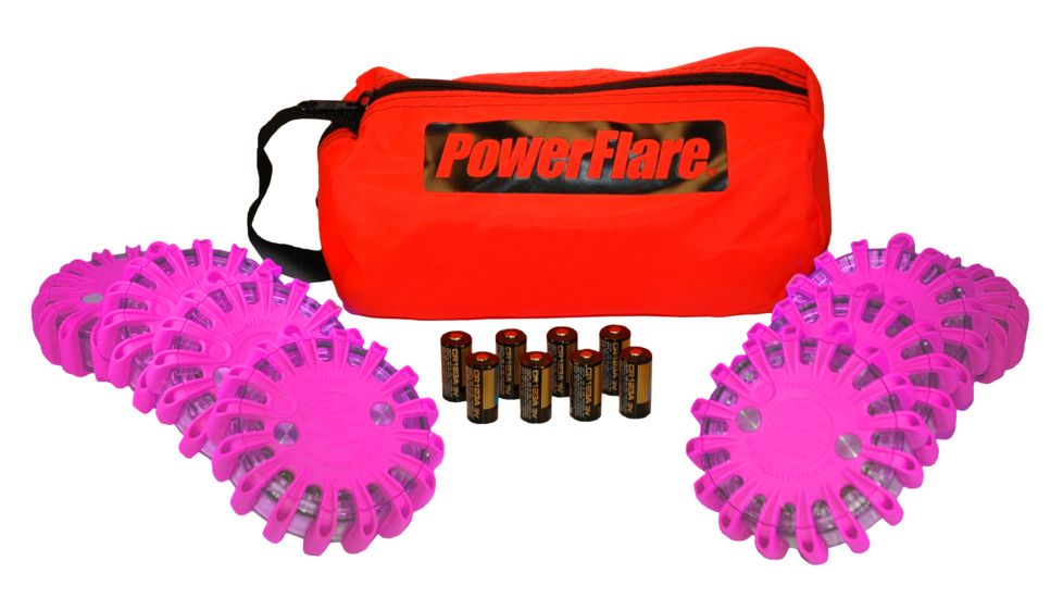 Powerflare PF-200 Softpack,  8 Safety Lights,Amber LED,Red Bag,8 Batteries, Hot Pink Shell SP8R-A-HP