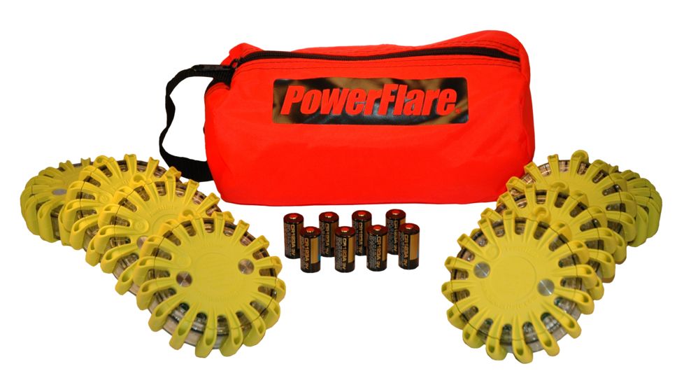 Powerflare PF-200 Softpack,  8 Safety Lights,Amber LED,Red Bag,8 Batteries, Yellow Shell SP8R-A-Y