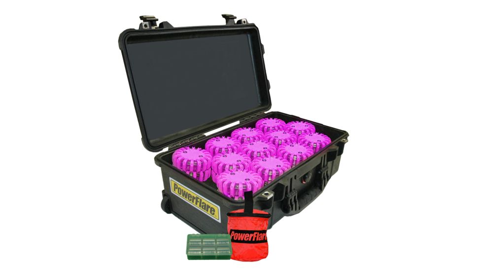 Powerflare PF-200 Incident Command Pack - 24 Lights,Infrared LED,Black Case, 24 Batteries, Hot Pink Shell PFPACK24BK-I-HP