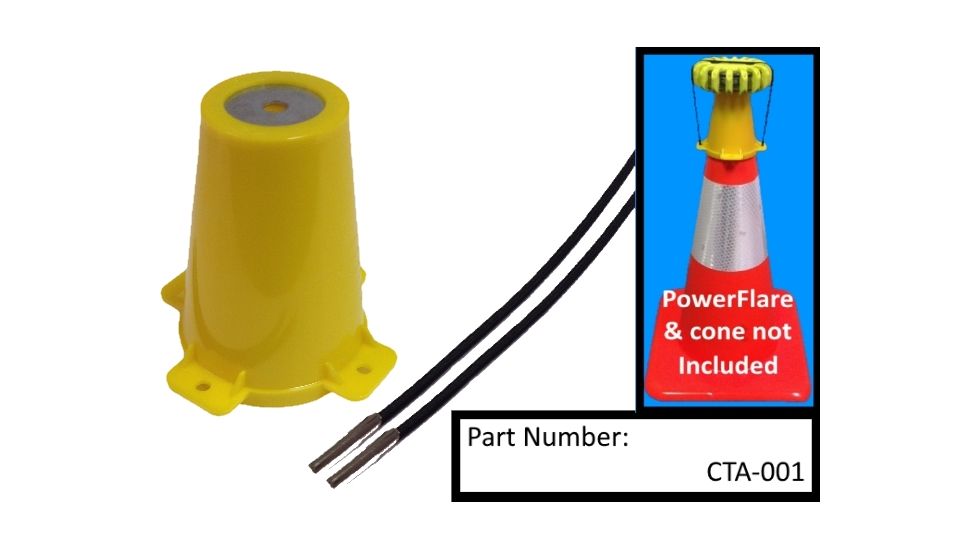Powerflare Traffic Cone Top Adapter for PowerFlare Lights, Yellow CTA-001