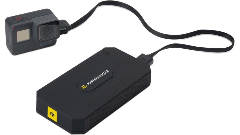 PowerTraveller Extreme Solar powered Charger, Black/Orange Striping, Battery -5.3 x 2.8 x .78 mm, solar -7.91 x 4.48 x , PTL-EXT001