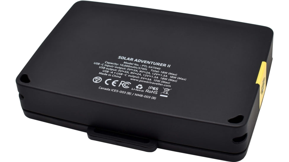PowerTraveller Solar Adventurer II 10000Mah Solar Charger w/ Integrated Battery, Black, One Size, PTL-SAT040