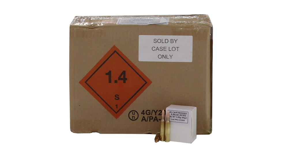 Ppu Ammo 5.56x45 Case Lot 55gr. Fmj 1000rd Case