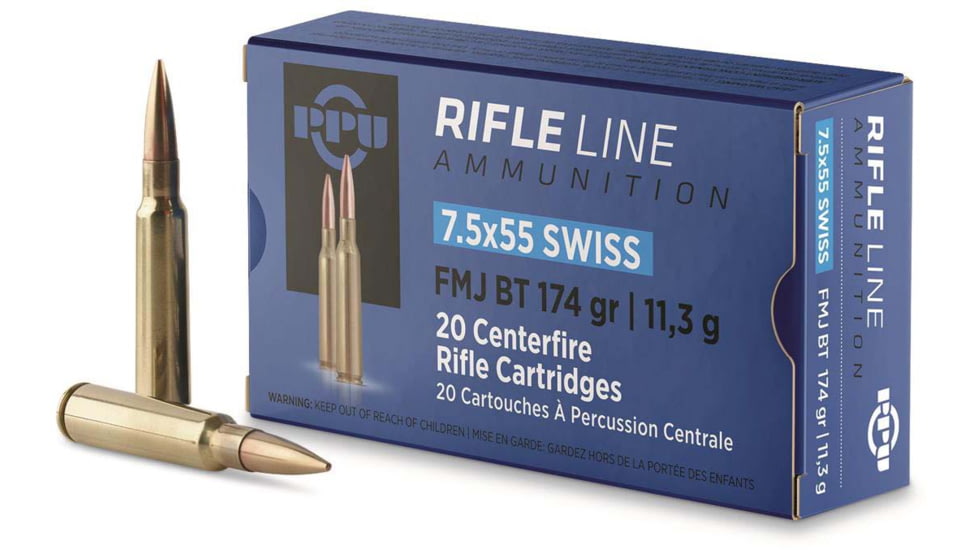 Ppu Ammo 7.5x55 Swiss 174gr. Fmj 20-pack