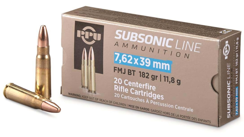 Ppu Ammo Subsonic 7.62x39 182gr. Fmj 20-pack