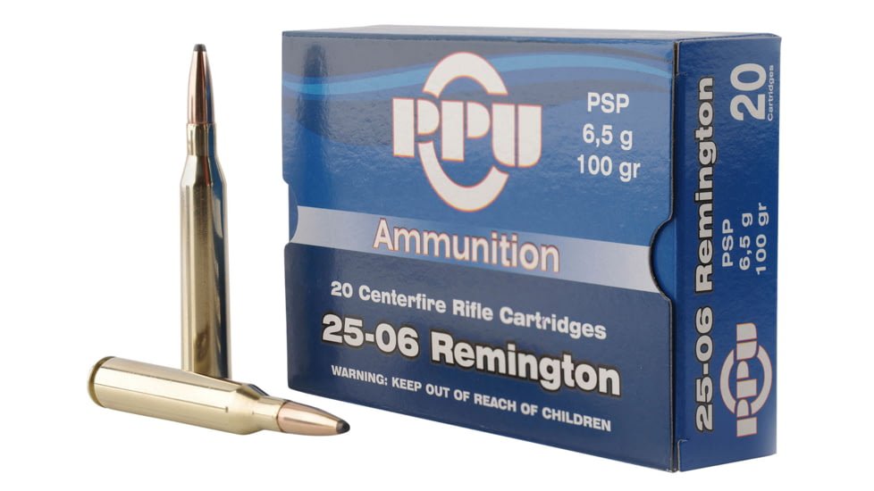 PPU PP2506P Standard Rifle 25-06 Rem 100 Gr Pointed Soft Point PSP 20 Bx/ 10