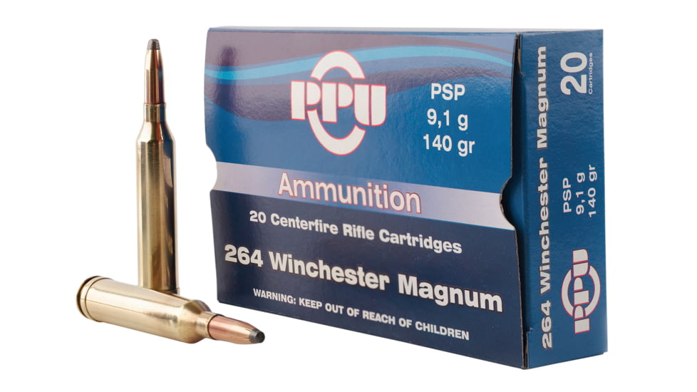 PPU PP264 Standard Rifle 264 Win Mag 140 Gr Pointed Soft Point PSP 20 Bx/ 10