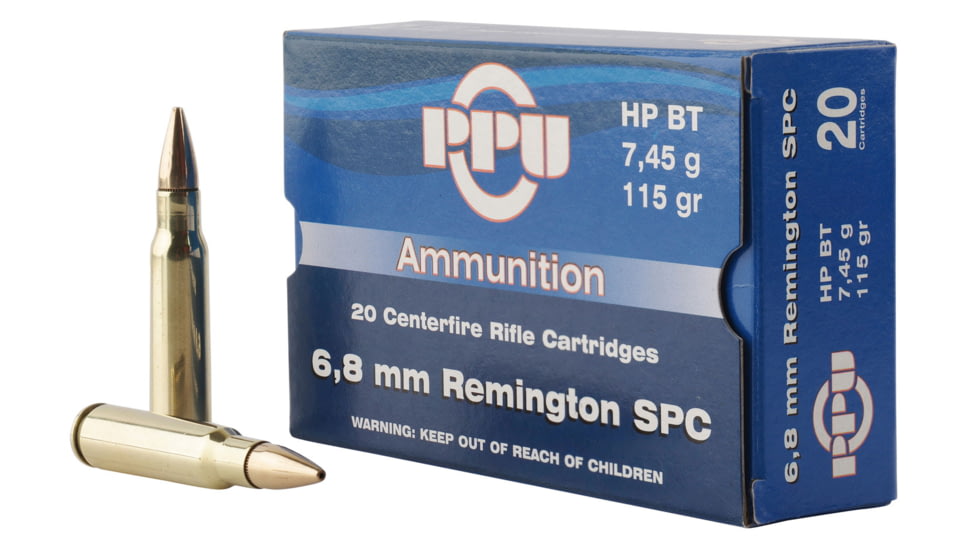 PPU PP68H Standard Rifle 6.8 SPC 115 Gr Hollow Point Boat Tail HPBT 20 Bx/ 50