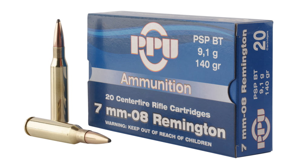 PPU PP708 Metric Rifle 7mm-08 Rem 140 Gr Pointed Soft Point Boat Tail PSPBT 2