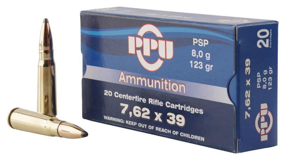 PPU PP76239P Metric Rifle 7.62x39mm 123 Gr Pointed Soft Point PSP 20 Bx/ 50 C