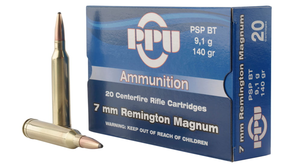 PPU PP7RM1 Standard Rifle 7mm Rem Mag 140 Gr Pointed Soft Point PSP 20 Bx/ 10