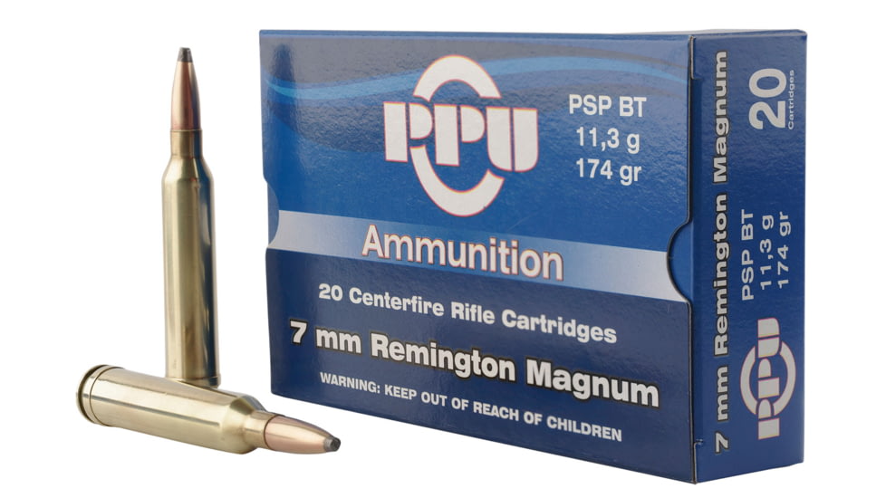 PPU PP7RM2 Standard Rifle 7mm Rem Mag 174 Gr Pointed Soft Point PSP 20 Bx/ 10