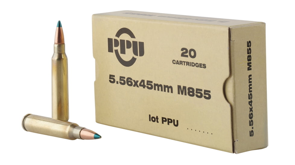 PPU PPN5562 Mil-Spec 5.56x45mm 62 Gr Full Metal Jacket Boat Tail FMJBT 20 Bx/