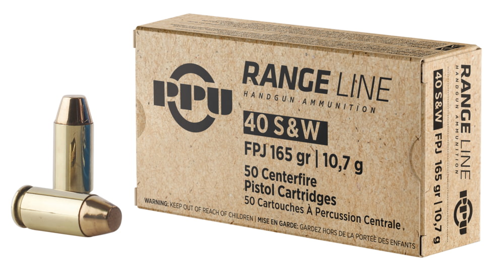PPU PPR40 Range 40 S&amp;W 165 Gr Flat Point Jacketed 50 Bx/ 10 Cs