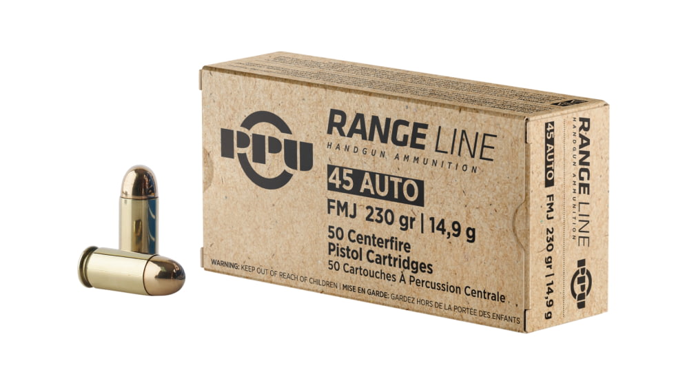 PPU PPR45 Range 45 ACP 230 Gr Full Metal Jacket 50 Bx/ 10 Cs